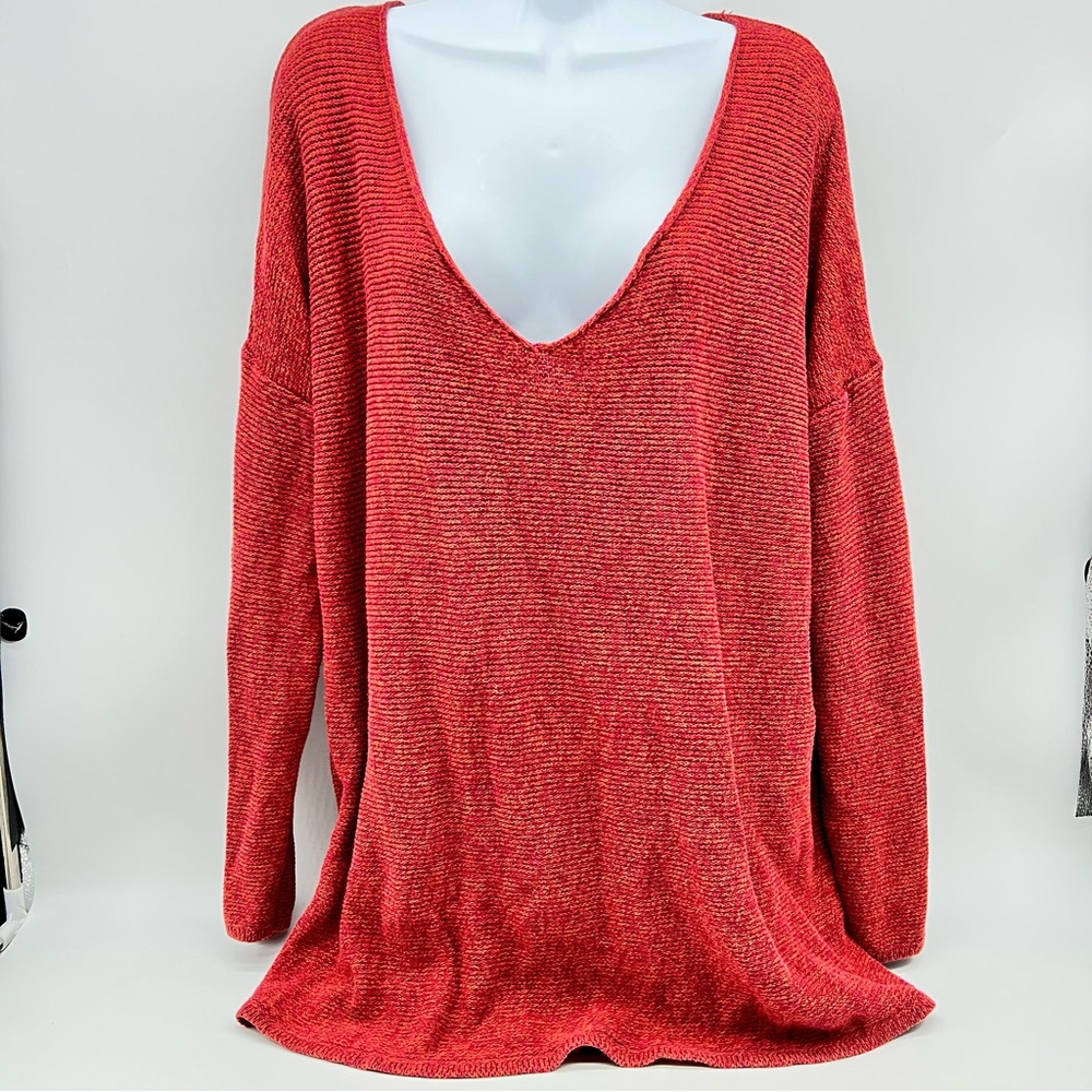 Old Navy Women’s Rust Knit 100% Cotton Summer Sweater with Deep V-Neck-Size XXL